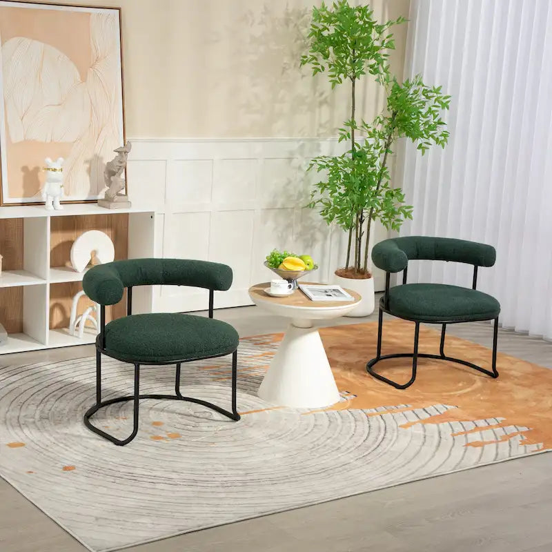 Chaises de salle à manger en bouclé, style milieu de siècle