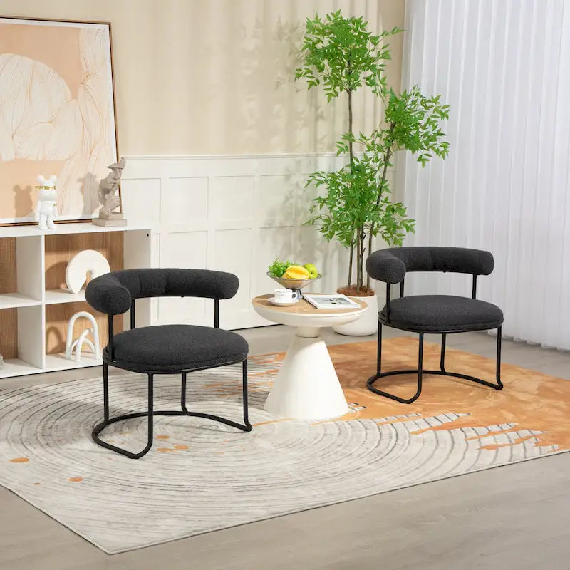 Chaises de salle à manger en bouclé, style milieu de siècle