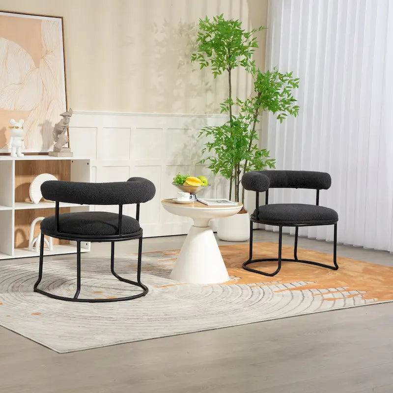 Chaises de salle à manger en bouclé, style milieu de siècle