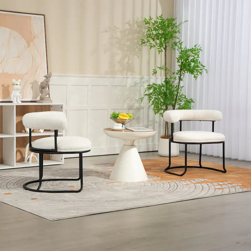 Chaises de salle à manger en bouclé, style milieu de siècle