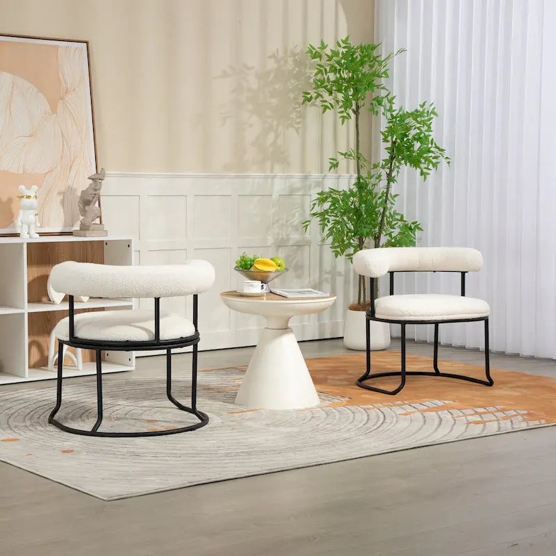 Chaises de salle à manger en bouclé, style milieu de siècle