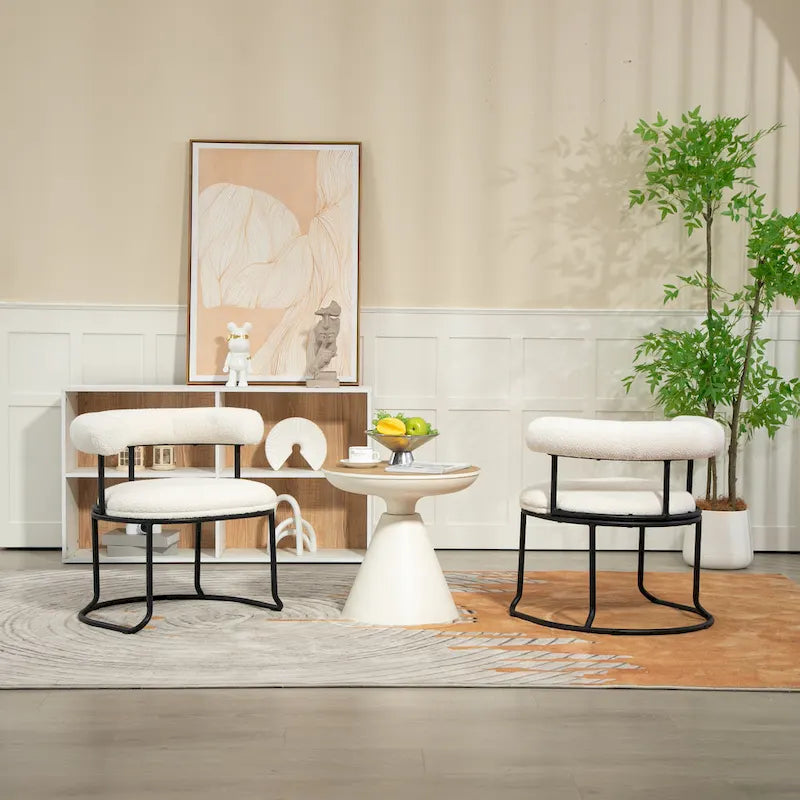 Chaises de salle à manger en bouclé, style milieu de siècle