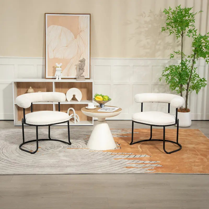 Chaises de salle à manger en bouclé, style milieu de siècle