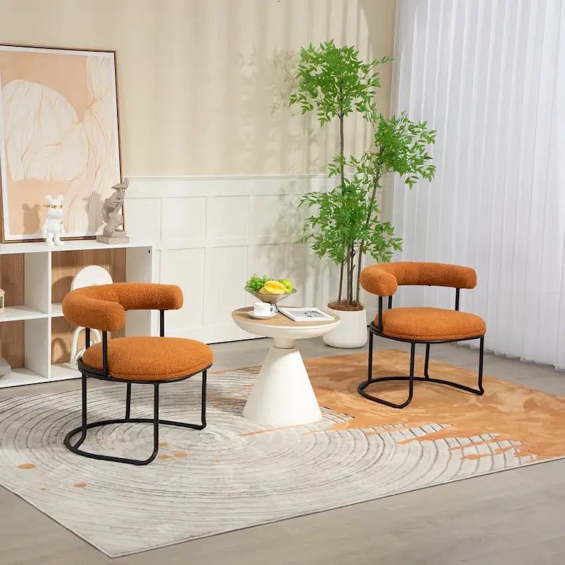 Chaises de salle à manger en bouclé, style milieu de siècle