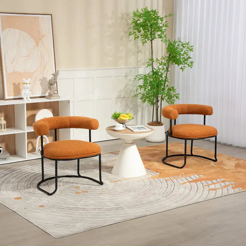 Chaises de salle à manger en bouclé, style milieu de siècle