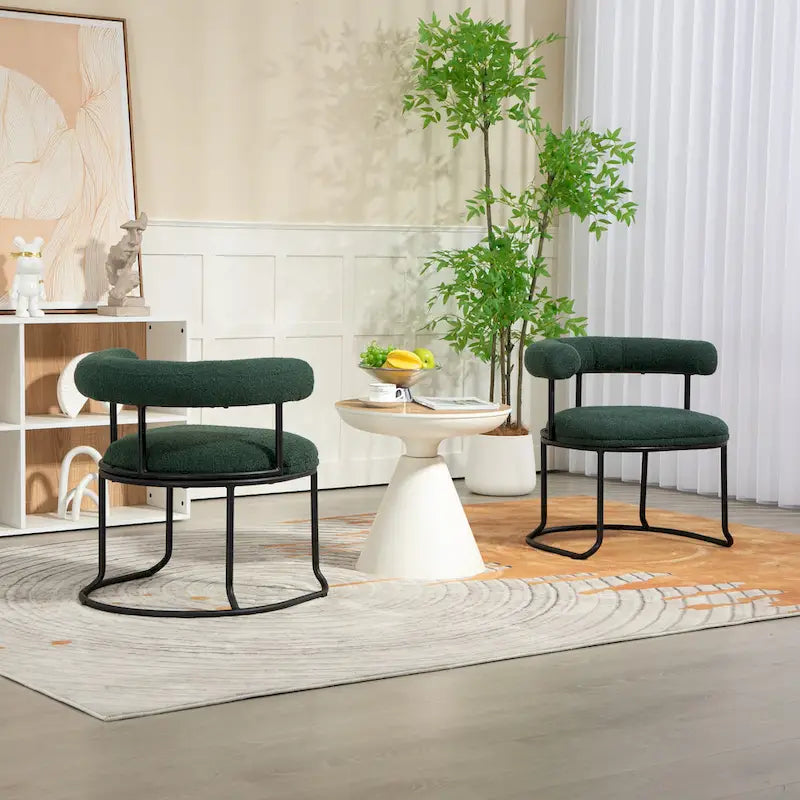 Chaises de salle à manger en bouclé, style milieu de siècle