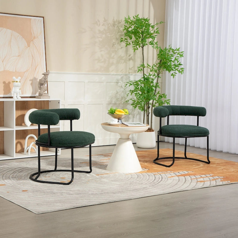 Chaises de salle à manger en bouclé, style milieu de siècle