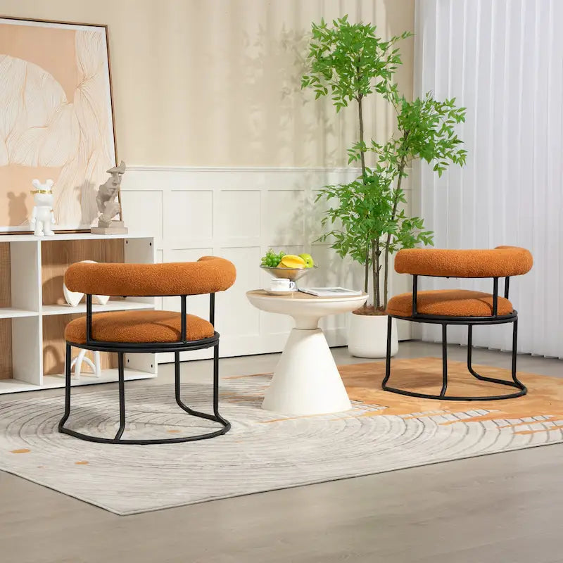 Chaises de salle à manger en bouclé, style milieu de siècle