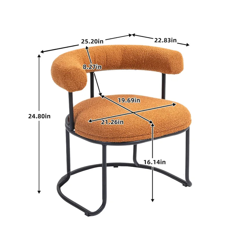 Chaises de salle à manger en bouclé, style milieu de siècle