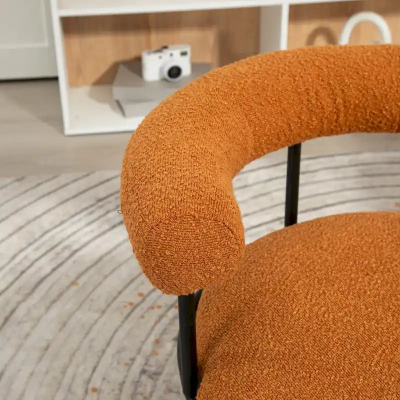Chaises de salle à manger en bouclé, style milieu de siècle