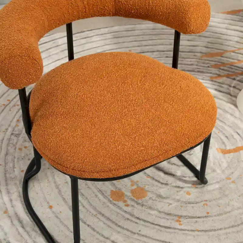 Chaises de salle à manger en bouclé, style milieu de siècle