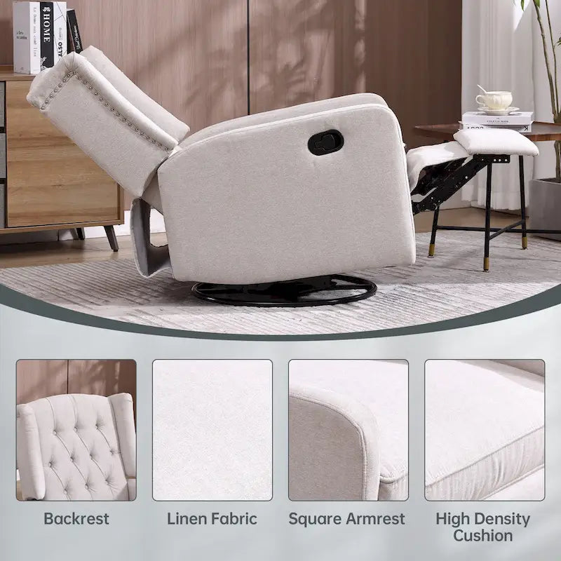 Fauteuil inclinable, pivotant et à bascule pour chambre ou salon