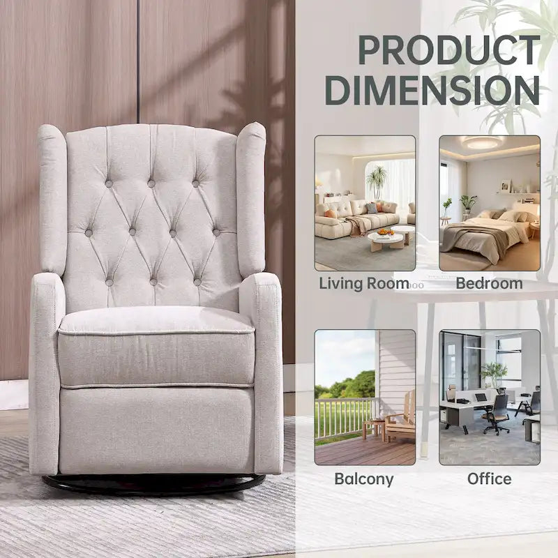 Fauteuil inclinable, pivotant et à bascule pour chambre ou salon