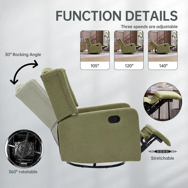 Fauteuil inclinable, pivotant et à bascule pour chambre ou salon