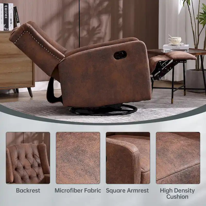 Fauteuil inclinable, pivotant et à bascule pour chambre ou salon