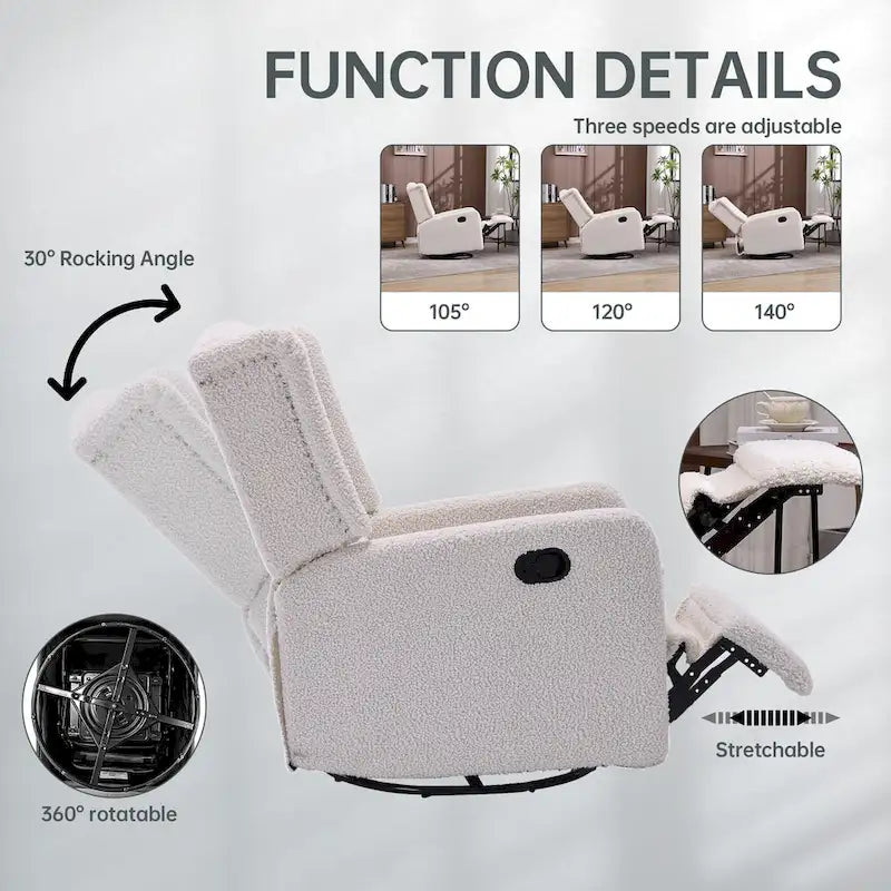 Fauteuil inclinable, pivotant et à bascule pour chambre ou salon