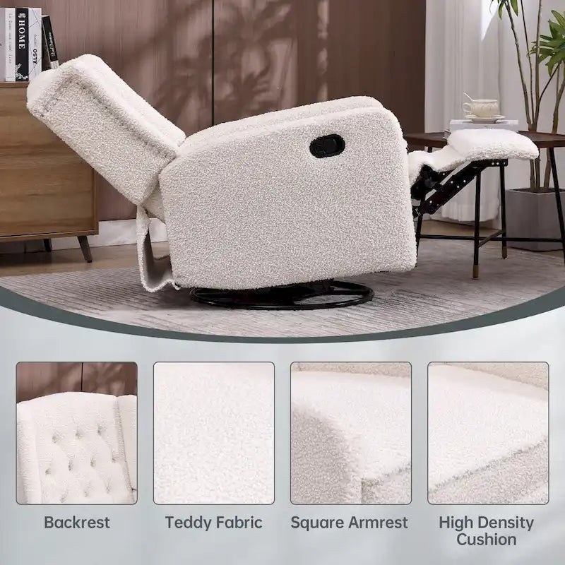 Fauteuil inclinable, pivotant et à bascule pour chambre ou salon