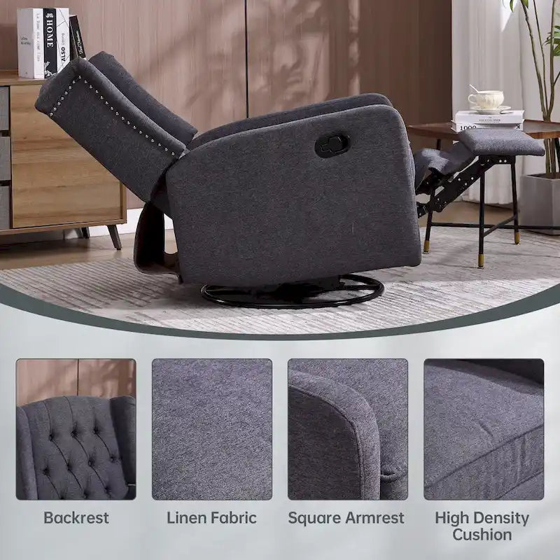 Fauteuil inclinable, pivotant et à bascule pour chambre ou salon